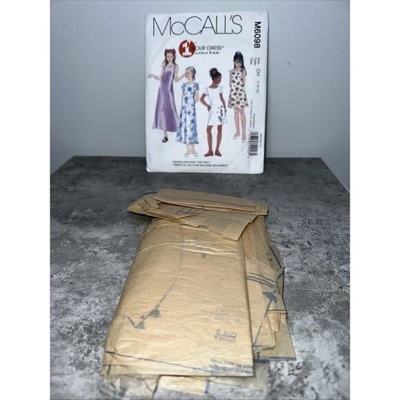 McCalls 6098 Shift Style Dress Girls Size 7 10 Sewing Pattern Midi Above Knee - Picture 3 of 3